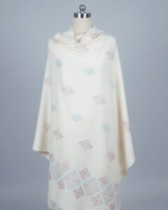 Shawlam Women Handmade Wool Shawl – White